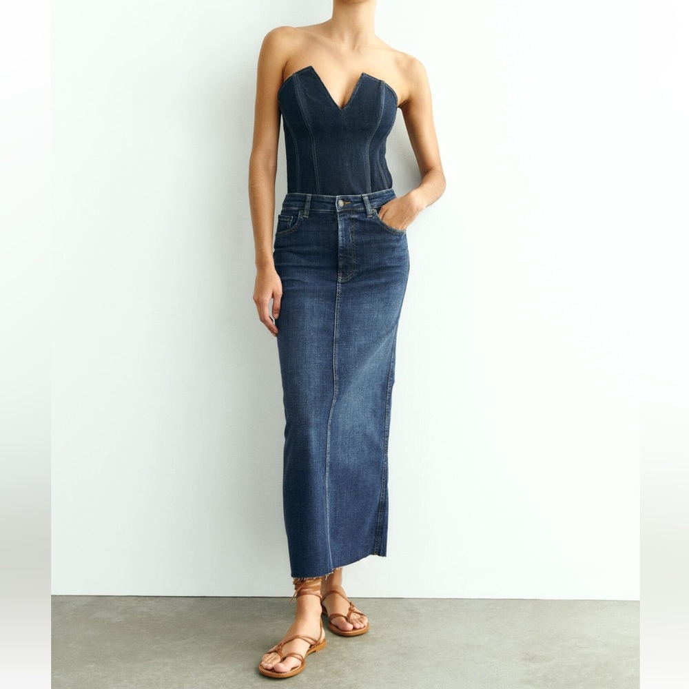 Zara denim maxi skirt